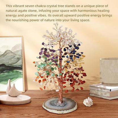 Hopeseed 7 Chakra Crystal Tree of Life Handmade Bonsai Healing Crystal Trees for Home, Desk, Living Room, Office Decor for Positive Energy, Good Luck Birthday Gifts for Women, Mom, Men