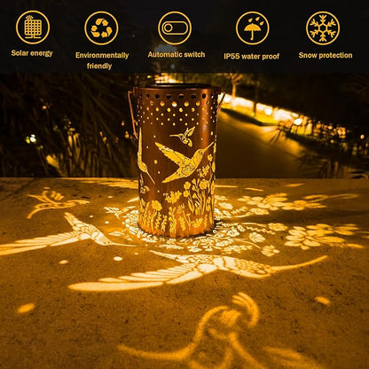 Hummingbird Solar Lanterns Outdoor Waterproof, Birthday Gifts for Women Mom Grandma, Hanging Solar Lights for Yard, Patio, Porch, Garden Decor, Christmas Gifts for Her/Him
