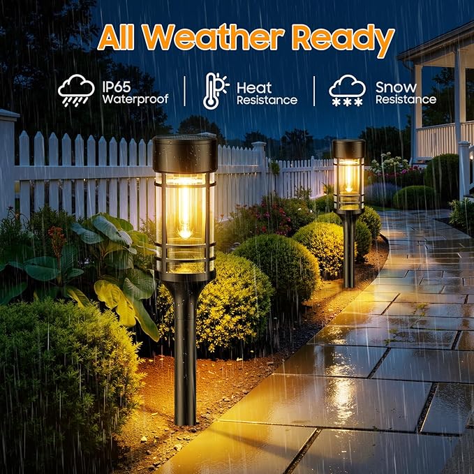 LETMY Solar Pathway Lights Outdoor, 4 Pack Solar Lights Outdoor Waterproof IP65, Bright Garden Light for Yard Walkway Driveway Landscape Garden Decor