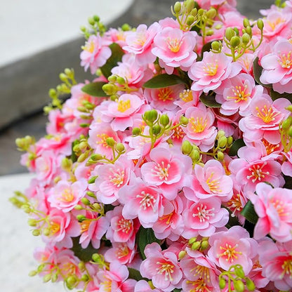 alyptus Artificial Flowers for Outdoors, 12 Bundles UV Resistant Spring Fake Flowers for Porch, Patio & Garden Decor – Realistic Outdoor Fake Plants with Lasting Color - Pink