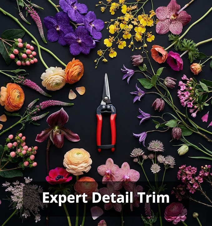 Gardeness 12 PCS Straight SK5 Steel Pruning Shear Garden Scissor Flower Leaf Trimmer Floral Fruits Picking Ultra Sharp Gardening Snips Bonsai Cutter Durable Effort-saving Clippers, Hand Pruners