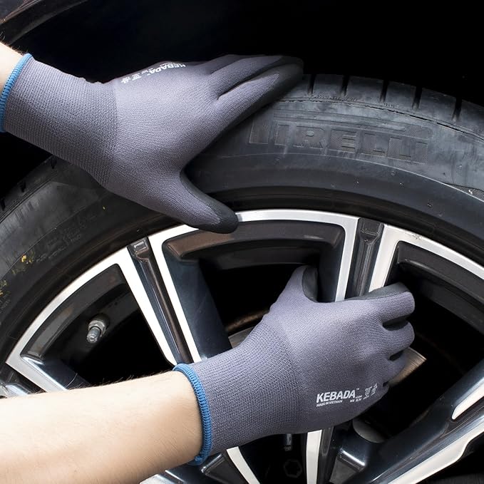 Kebada Work Gloves for Men and Women, Foam Nitrile Coated Safety Gloves with Grip, Ideal for Warehouse Package Handling, Gardening, Mechanic and Construction, XS