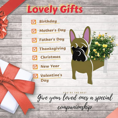 Yellow French Bulldog Dog Planter Plant Pots,Cute Dog Flower Planter,Gifts for Pet Lovers,Unique Animal Plant Pots,Office,Indoor Outdoor Garden Decor(9.45 * 6.3 * 13.35in)