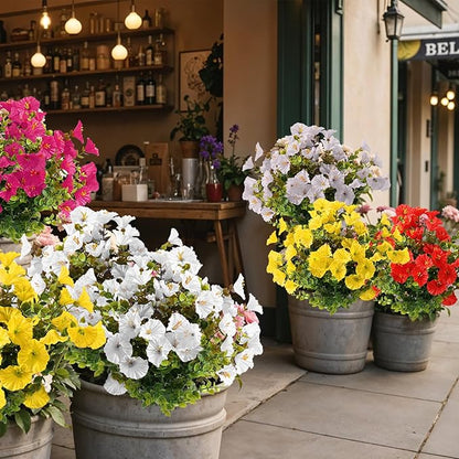 15 Bundles Artificial Summer Flowers for Outdoor, Fake Silk Morning Glory for Outside UV Resistant, Realistic Faux Plants for Planters(Not Include Flower Pot)