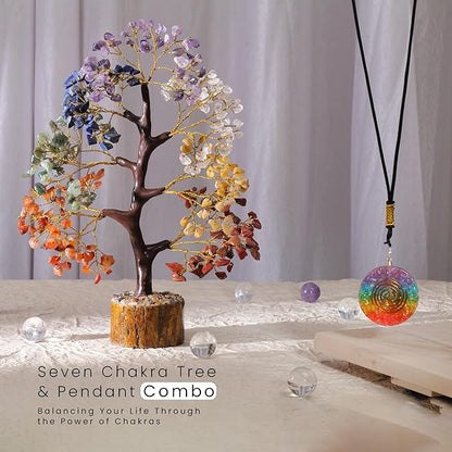 FASHIONZAADI 7 Chakra Crystal Tree Life Feng Shui Tree Sister's Birthday Office Gift Energy Crystals Spiritual Gifts