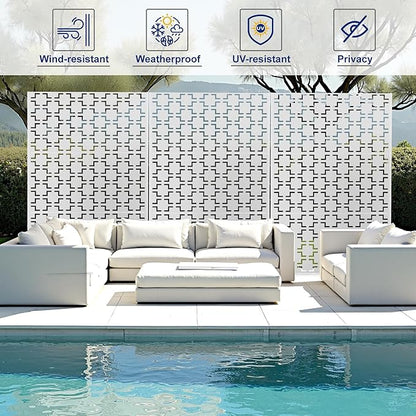 Outdoor Privacy Screen,72" H×47" W Metal Privacy Screen, Freestanding Privacy Fence Panels for Patio