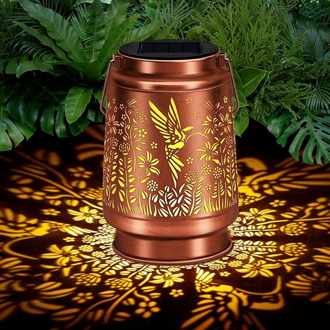 Solar Lantern Outdoor Lamp Waterproof Decorations Garden Decor, Christmas Birthday Gifts for Women, Mom, Grandma Decorative Garden, Yard, Patio, Lawn, Balcony Porch - Hummingbird B