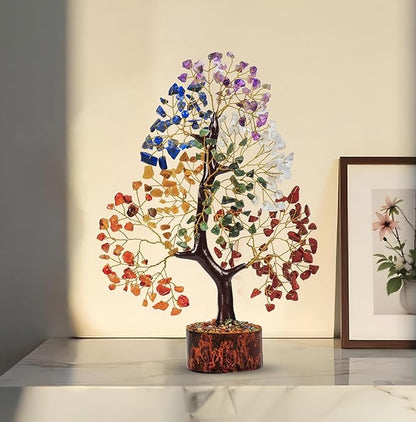 PYOR 7 Chakra Tree of Life Crystal Tree – Spiritual Healing Crystals & Stones | Housewarming Gift for New Home | Birthday Gift for Women | Home Decor Office Decor