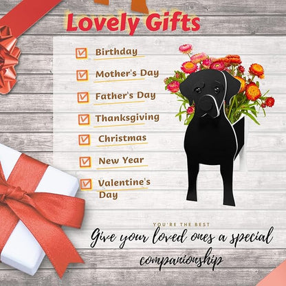 Black Labrador Dog Planter Plant Pots,Cute Large Dog Flower Planter,Gifts for Pet Lovers,Unique Animal Plant Pots,Office,Indoor Outdoor Garden Decor(9.84 * 7.87 * 17in)