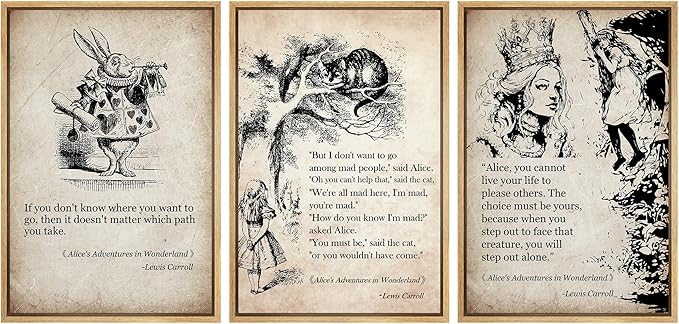 Ashbrook Framed Canvas Print Wall Art Set European Fairy Tale Sketchbook Wall Art Nature Wilderness Illustrations Decorative Floral Botanical Retro Calm/Relax/Cozy for Bedroom - 16"x24"x3 Natural