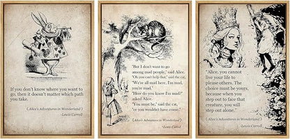 Ashbrook Framed Canvas Print Wall Art Set European Fairy Tale Sketchbook Wall Art Nature Wilderness Illustrations Decorative Floral Botanical Retro Calm/Relax/Cozy for Bedroom - 16"x24"x3 Natural