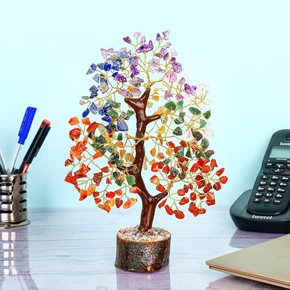 FASHIONZAADI Crystal Tree, Friendship Gifts for Women, 7 Chakra Tree of Life, Womens Birthday Gifts, Home Decor, Feng Shui Housewarming Spiritual Decor Gemstones and Crystals,