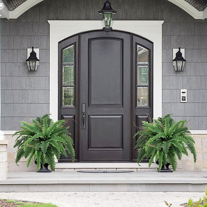 35” Artificial Boston Fern Bush Plant, 2 Faux Ferns for Outdoors Large, Fake Ferns Realistic Artificial Plants with 39 Fronds for Garden Porch Patio Home Office Living Room Decor Green