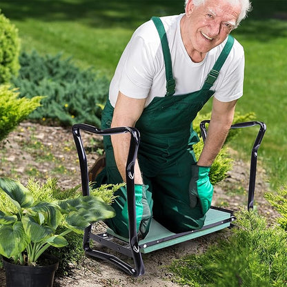 Outsunny Padded Garden Kneeler and Seat Bench, Padded Foldable Garden Stool, Green