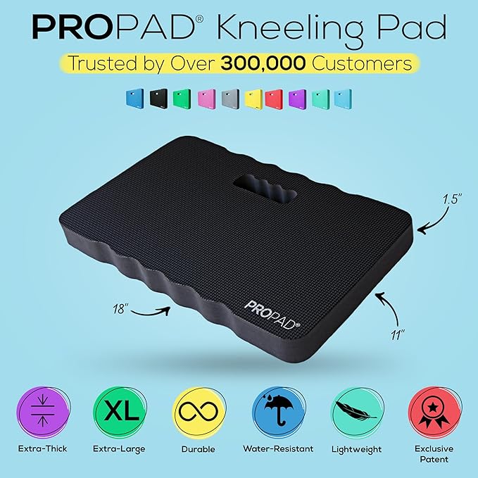 Thick Kneeling Pads, Garden Kneeler for Gardening, Bath Kneeler for Baby Bath, Kneeling Mat for Yoga, Knee Pad for Work, Extra Large (XL) 18 x 11 x 1.5 Inches, Black (Pack of 2)