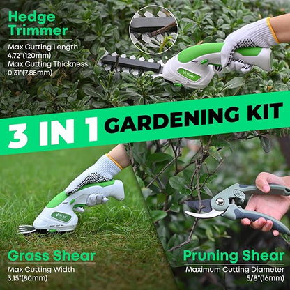7.2V Hedge Trimmer Cordless | 2-in-1 Handheld Electric Shrub Trimmer & Grass Shear with Pruning Shears | 3.0Ah Lightweight Rechargeable Battery Powered for Garden, Yard, Lawn