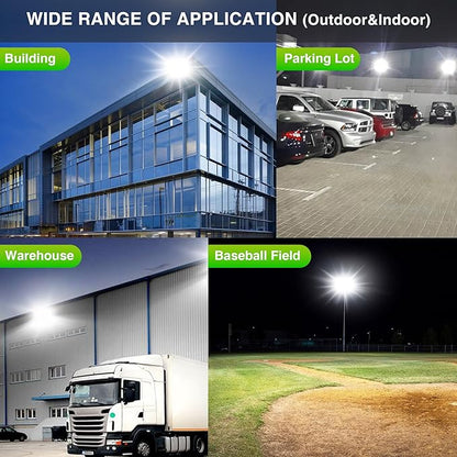 2 Pack LED Flood Lights Outdoor, STASUN 600W 60000lm 6000K Daylight White IP66 Waterproof, Commercial Parking Lot Lights, 3 Heads for Yard Street Stadium Outdoor Area Floodlight Bright Security Lights