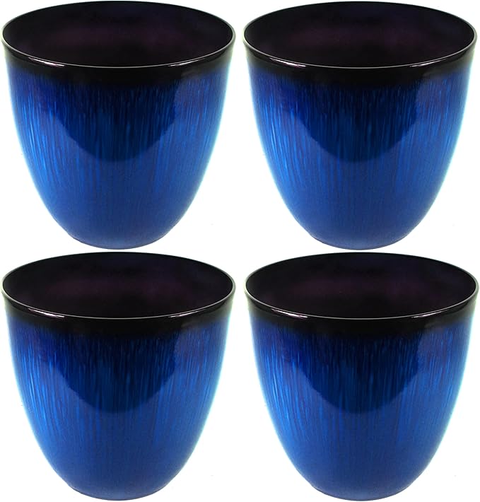 Gardener Select® Egg Planter, Modern Indoor & Outdoor Decorative Flower Pot, 16.8in Diam x 18in H - Blue (Pack of 4)