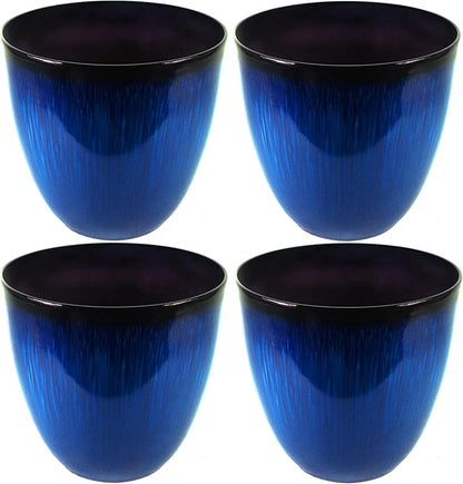 Gardener Select® Egg Planter, Modern Indoor & Outdoor Decorative Flower Pot, 16.8in Diam x 18in H - Blue (Pack of 4)