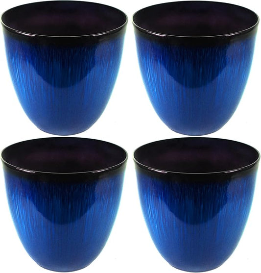 Gardener Select® Egg Planter, Modern Indoor & Outdoor Decorative Flower Pot, 16.8in Diam x 18in H - Blue (Pack of 4)