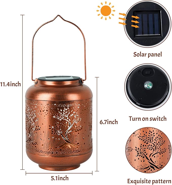 Solar Lanterns Outdoor Waterproof, Birthday Gifts for Women, Solar Lights for Backyard Porch Patio Table Yard Balcony Lawn Pathway