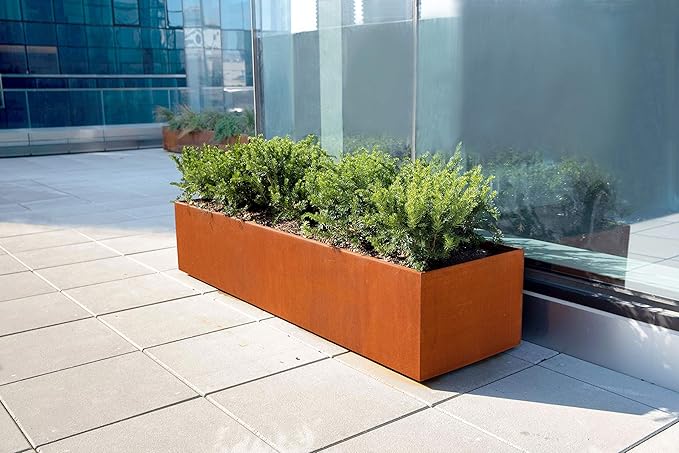 Plantercraft Large Rectangular Planters for Outdoor Plants - 84x24x24 Inch Corten Steel Planter Extra Large Outdoor Planters & Metal Raised Garden Bed, Fully Assembled for Patios and Landscapes