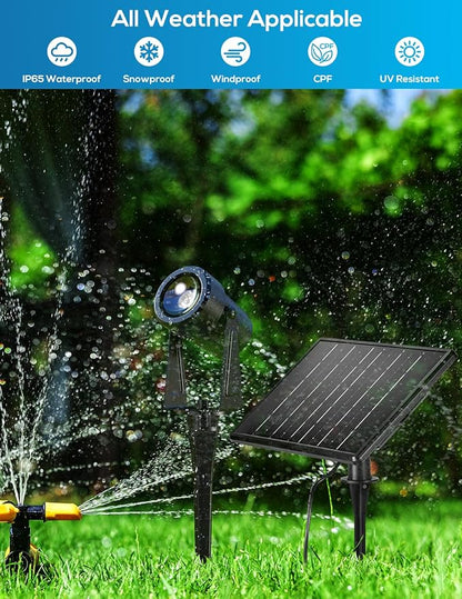 ZYAN Solar Landscape Spot Lights Outdoor 24ft Cable 6W Monocrystalline Panel & USB-C Powered 5400mAh All-Night Lighting Auto Dusk to Dawn IP65 Waterproof Warm White LED Uplights for Yard Pathway Trees