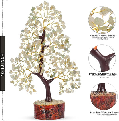 7 Chakra Money Tree Healing Feng Shui Statues & Figurines Reiki Crystal Balancing Buddha Home Décor (Green Jade G)