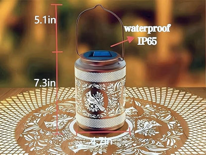 Solar Garden Colorful Lanterns, Hollow Metal Lamp, Waterproof Outdoor Decorative Light for Yard,Patio,Garden Decor (2)