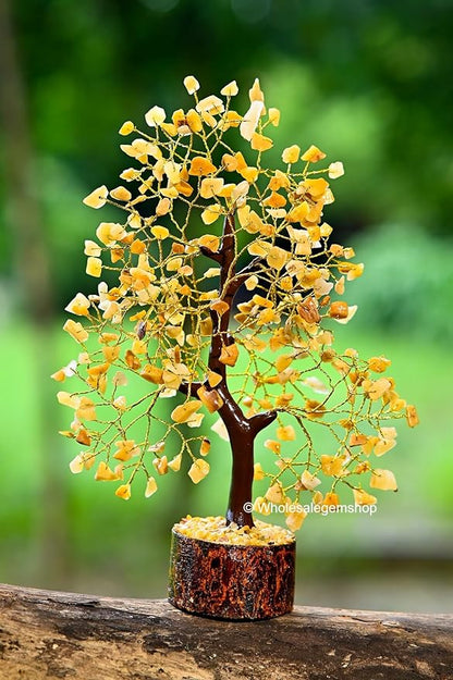 Yellow Aventurine Crystal Tree with Golden Wire – Handcrafted Gemstone Bonsai for Home Decor & Positive Energy