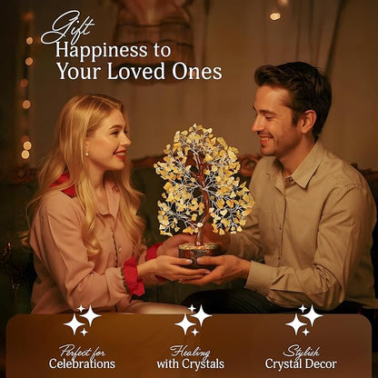 YATSKIA Yellow Aventurine - Crystal Tree, Yellow Crystal, Gem Tree, Chakra Tree, Artificial Trees, Crystal Tree for Positive Energy, Holistic Gifts for Women, Tree for Home Decoration