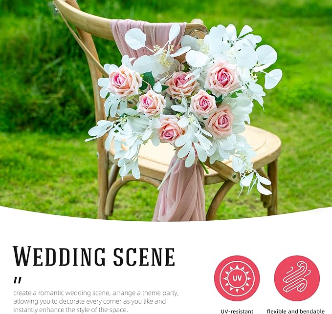 Fake Roses Faux Flowers Silk Roses Artificial Roses with Stems Realistic Artificial Flowers 16.5In Suitable for Indoor Home Decoration DIY Bouquet Wedding Decor Party Decor (Pink, 24PCS)