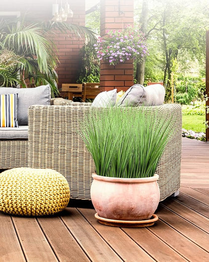 Vlorart 33" Artificial Plants 6 Pack Onion Tall Grass Greenery, Faux Fake Grass Shrubs Plant Flowers Wheat Grass for House Home Indoor Outdoor Office Room Gardening Indoor Décor-Green