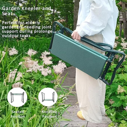 Garden Kneeler and Seat Heavy Duty - Foldable Kneeling Stool with Large Tool Pouch & Storage Bag, Space-Saving, Ideal Gift for Gardeners, Seniors & Parents