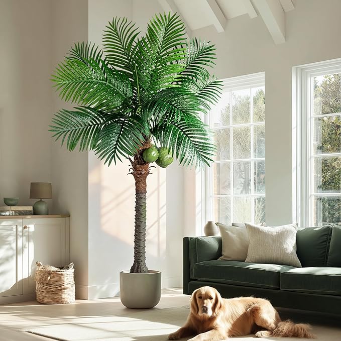 Large Artificial Palm Tree Big Faux Tropical Phoenix Trees Indoor Outdoor Realistic Floor Plants Tall Fake Plant for Modern Home Living Room Office Decor Porch Outside Patio arboles para decoracion