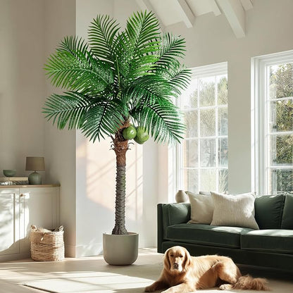 Large Artificial Palm Tree Big Faux Tropical Phoenix Trees Indoor Outdoor Realistic Floor Plants Tall Fake Plant for Modern Home Living Room Office Decor Porch Outside Patio arboles para decoracion