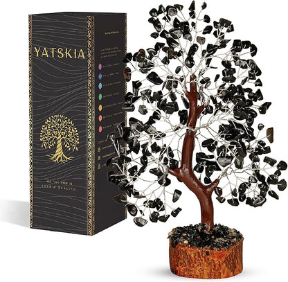 Black Tourmaline Crystal - Bonsai Tree, Money Tree, Black Tree, Tree of Life Decor, Chakra Tree of Life, Energy Gifts for Women, Crytals and Gemstones