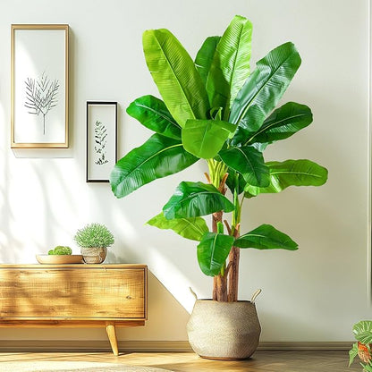 6FT Artificial Banana Tree Tall Fake Banana Leaf Plant Faux Banana Silk Tree Faux Banana Leaves for Home Swimming Pool Indoor Outdoor Patio Tropical Decor