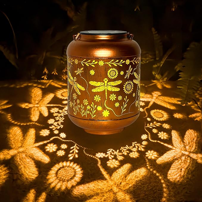 Solar Lanterns Outdoor Waterproof, Dragonfly Gifts for Women, Solar Lights for Backyard Porch Patio Table Yard Balcony Lawn Pathway