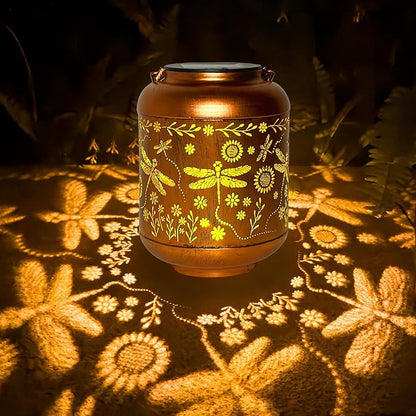 Solar Lanterns Outdoor Waterproof, Dragonfly Gifts for Women, Solar Lights for Backyard Porch Patio Table Yard Balcony Lawn Pathway