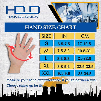 HANDLANDY Men Leather Gardening Gloves, Utility Work Gloves for Mechanics, Construction, Driver