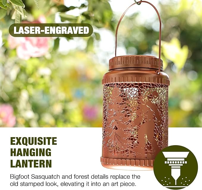 Cooo 6 Pack Solar Lanterns Outdoor Waterproof Bigfoot Sasquatch Christmas Trees Solar Pathway Lights Landscape Path Christmas Gifts for Women Mom Grandma Outdoor Table Lamp Garden Yard Decor-Rose Gold