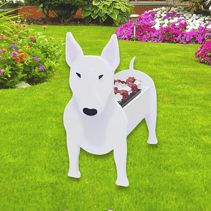 Bull Terrier Dog Planter Plant Pots,Cute Dog Flower Planter,Gifts for Pet Lovers,Unique Animal Plant Pots,Office,Indoor Outdoor Garden Decor(9.45 * 5.57 * 13.39in)