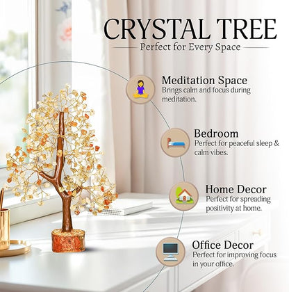 YATSKIA Citrine Crystal Tree of Life - Gemstone Tree - Citrine Crystal Stone Decor - Good Luck Gifts - Home Decor - Crystals Gifts