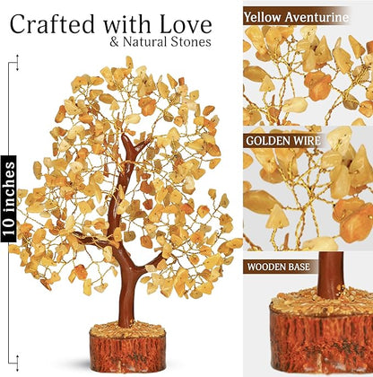 Yellow Tree - Yellow Healing Crystal, Gemstone Tree, Chakra Gifts, Crystal Luck, Crystal Trees, Tree of Life Gemstone, Balancing Tree, Crystal Items for Gift, Tree of Life Décor | Energy Healing Stone