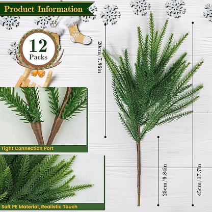 12 Bundles Artificial Plants Outdoor Faux Plants Boston Fern Summer Decor Fake Plants UV Resistant Plastic Greenery Shrubs Artificial Fake Flowers Outside Indoor for Spring Home Gardens