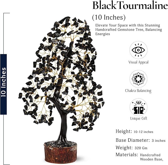 YATSKIA Black Tourmaline Gemstone Tree, Crystal Tree of Life, Feng Shui Decor, Meditation Decor, Spiritual Gifts