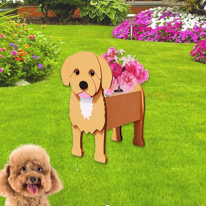 Cavoodle Dog Planter Plant Pots,Cute Dog Flower Planter,Gifts for Pet Lovers,Unique Animal Plant Pots,Office,Indoor Outdoor Garden Decor(9.45 * 6.73 * 13.39in)