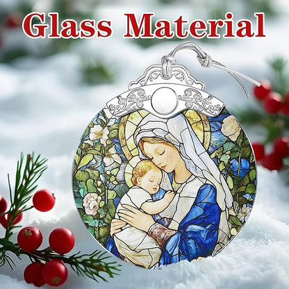 Christian Religious Virgin Mary Ornament – Christmas Decoration & Christmas Ornament; Stained Glass Holiday Decoration (Holiday Present, Bauble Present, Gift Idea, Gift Exchange) | Heirloom Keepsakes