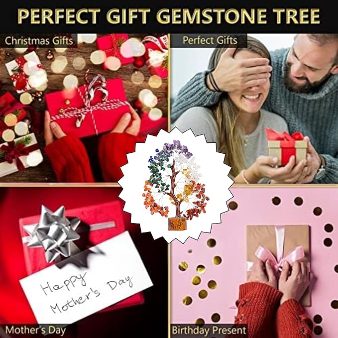 7 Chakra Crystal Tree Birthday Gifts for Women Healing Crystal Tree of Life Sister Birthday Gifts Room & Home Decor Gift for Mom Her Positive Energy New House Warming Gift Women Unique